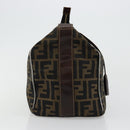FENDI Zucca Canvas Vanity Pouch Brown Black gold Auth 111462-4