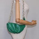BOTTEGA VENETA Chain Shoulder Bag Leather Green Auth 111467V-21