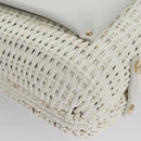 Salvatore Ferragamo Gancini Hand Bag Wicker White Auth 111468-9