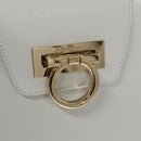 Salvatore Ferragamo Gancini Hand Bag Wicker White Auth 111468-18