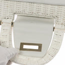 Salvatore Ferragamo Gancini Hand Bag Wicker White Auth 111468-10