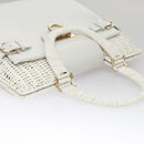 Salvatore Ferragamo Gancini Hand Bag Wicker White Auth 111468-7