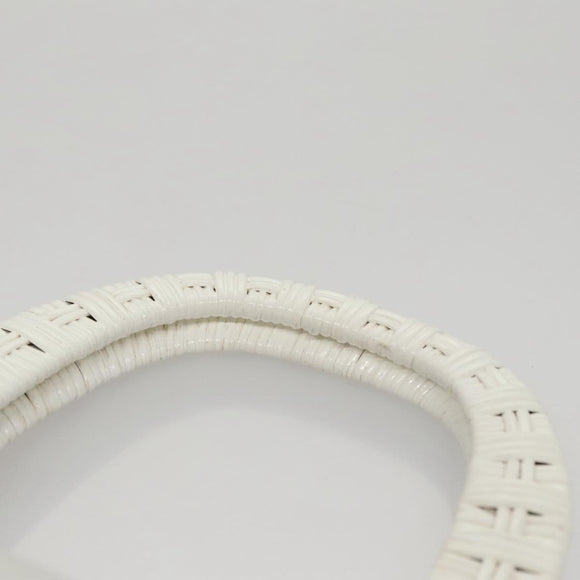 Salvatore Ferragamo Gancini Hand Bag Wicker White Auth 111468