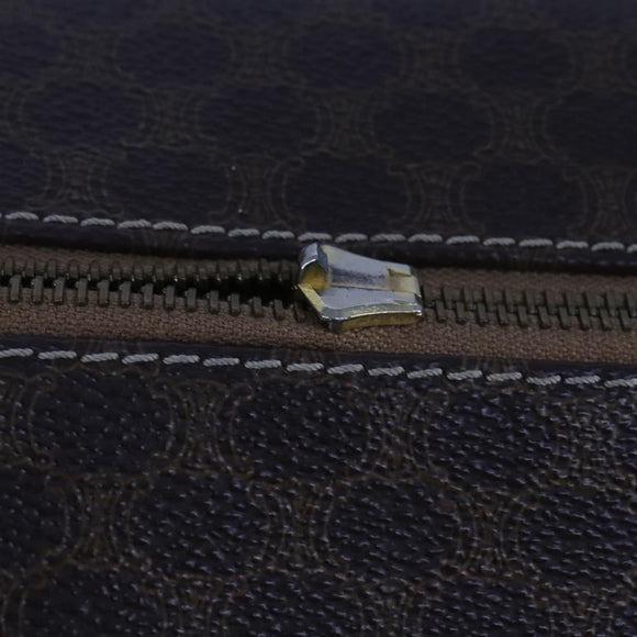 CELINE Macadam Canvas Shoulder Bag PVC Leather Gold Brown Auth 111488