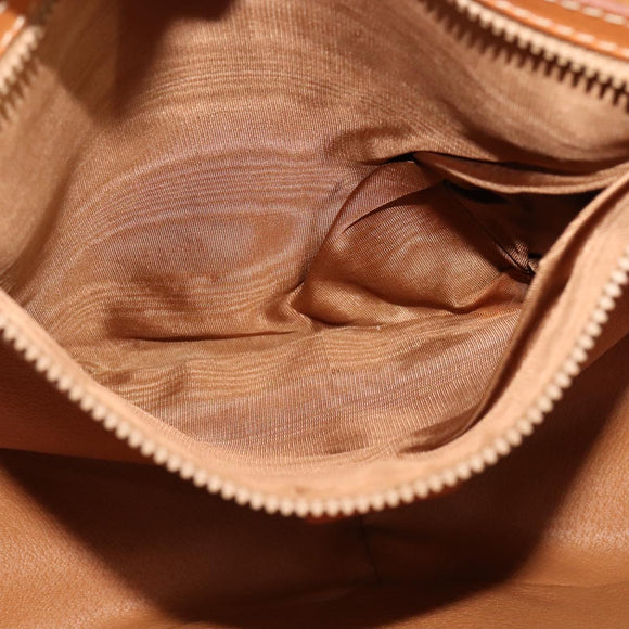 CELINE Macadam Canvas Shoulder Bag PVC Leather Gold Brown Auth 111488