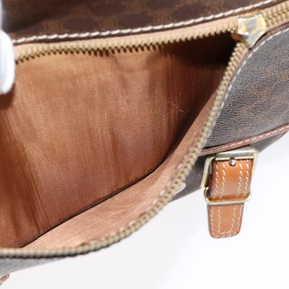 CELINE Macadam Canvas Shoulder Bag PVC Leather Gold Brown Auth 111488