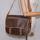 CELINE Macadam Canvas Shoulder Bag PVC Leather Gold Brown Auth 111488-26