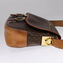 CELINE Macadam Canvas Shoulder Bag PVC Leather Gold Brown Auth 111488-4