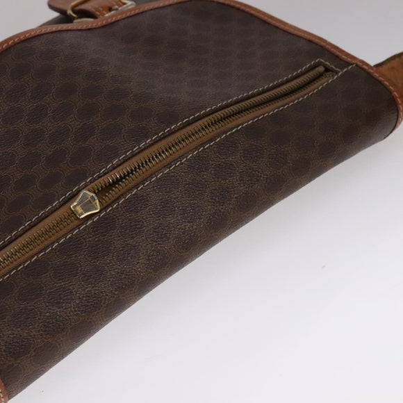 CELINE Macadam Canvas Shoulder Bag PVC Leather Gold Brown Auth 111488