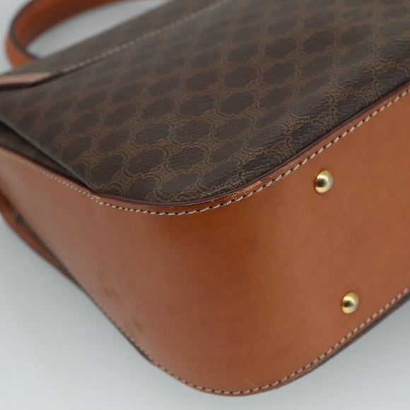 CELINE Macadam Canvas Hand Bag PVC Leather Brown Auth 111489