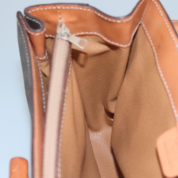 CELINE Macadam Canvas Hand Bag PVC Leather Brown Auth 111489