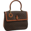 CELINE Macadam Canvas Hand Bag PVC Leather Brown Auth 111489-1