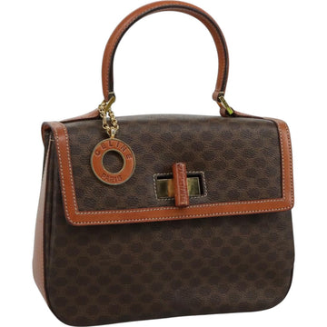 CELINE Macadam Canvas Hand Bag PVC Leather Brown Auth 111489