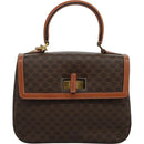 CELINE Macadam Canvas Hand Bag PVC Leather Brown Auth 111489-13
