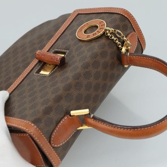 CELINE Macadam Canvas Hand Bag PVC Leather Brown Auth 111489