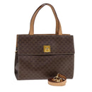 CELINE Macadam Canvas Hand Bag PVC Leather 2way Brown Auth 111490-1