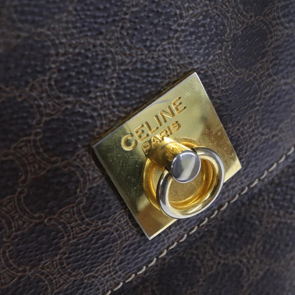 CELINE Macadam Canvas Hand Bag PVC Leather 2way Brown Auth 111490