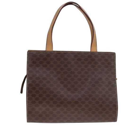 CELINE Macadam Canvas Hand Bag PVC Leather 2way Brown Auth 111490