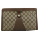 GUCCI GG Supreme Web Sherry Line Clutch Bag PVC Beige Red 89 01 033 Auth 111492-13