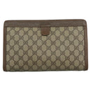 GUCCI GG Supreme Web Sherry Line Clutch Bag PVC Beige Red 89 01 033 Auth 111492-2