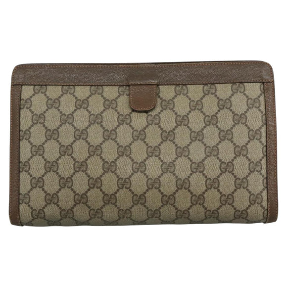 GUCCI GG Supreme Web Sherry Line Clutch Bag PVC Beige Red 89 01 033 Auth 111492