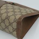 GUCCI GG Supreme Web Sherry Line Clutch Bag PVC Beige Red 89 01 033 Auth 111492-7