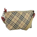 BURBERRY Nova Check Blue Label Shoulder Bag Canvas Beige Auth 111495-1
