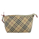 BURBERRY Nova Check Blue Label Shoulder Bag Canvas Beige Auth 111495-2