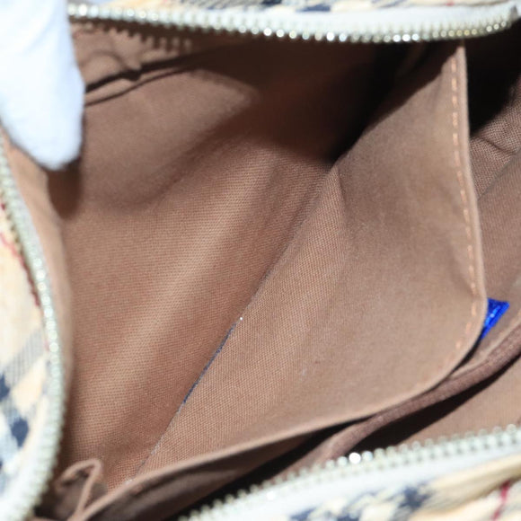 BURBERRY Nova Check Blue Label Shoulder Bag Canvas Beige Auth 111495