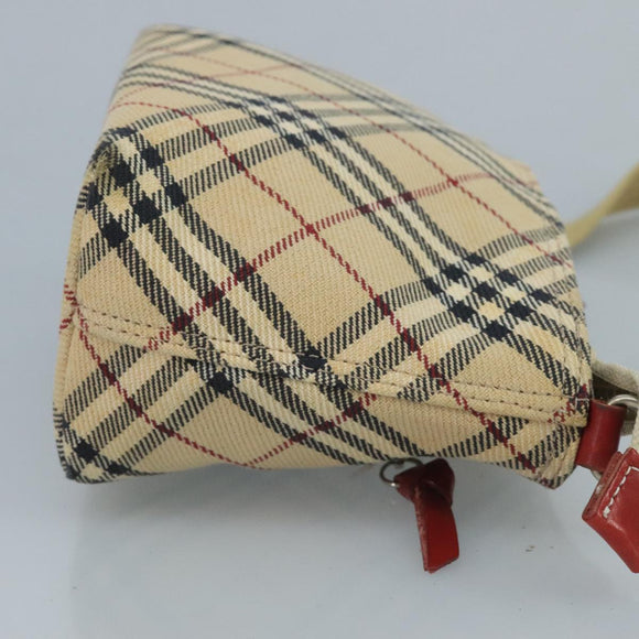 BURBERRY Nova Check Blue Label Shoulder Bag Canvas Beige Auth 111495