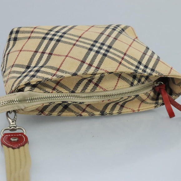 BURBERRY Nova Check Blue Label Shoulder Bag Canvas Beige Auth 111495