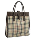 BURBERRY Nova Check Tote Bag Canvas Beige Auth 111496-1