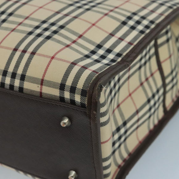 BURBERRY Nova Check Tote Bag Canvas Beige Auth 111496
