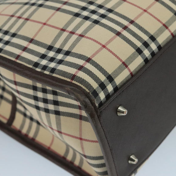 BURBERRY Nova Check Tote Bag Canvas Beige Auth 111496