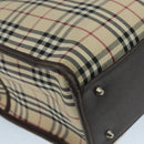 BURBERRY Nova Check Tote Bag Canvas Beige Auth 111496-13