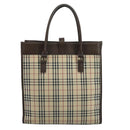 BURBERRY Nova Check Tote Bag Canvas Beige Auth 111496-3