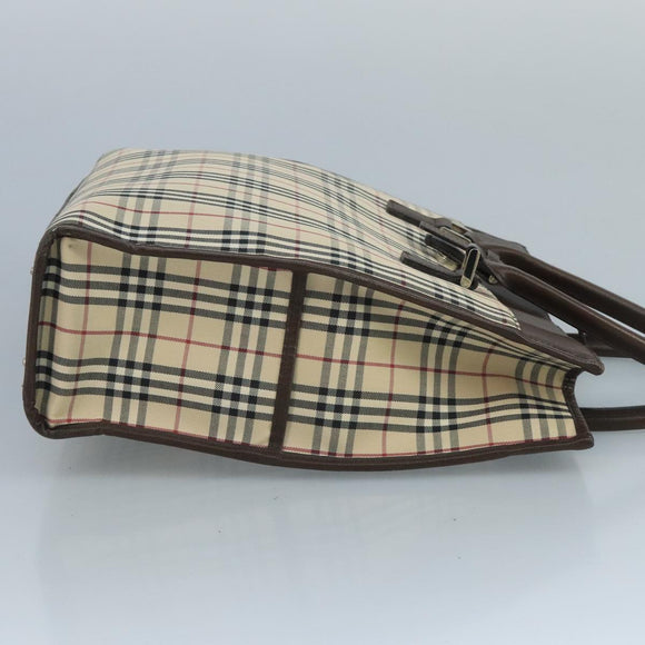 BURBERRY Nova Check Tote Bag Canvas Beige Auth 111496