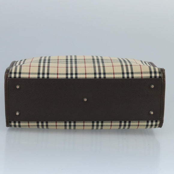 BURBERRY Nova Check Tote Bag Canvas Beige Auth 111496