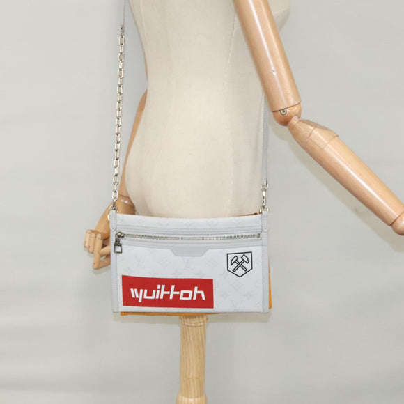 LOUIS VUITTON Monogram White Flat Mensenger Shoulder Bag Bron M44640 Auth 111516