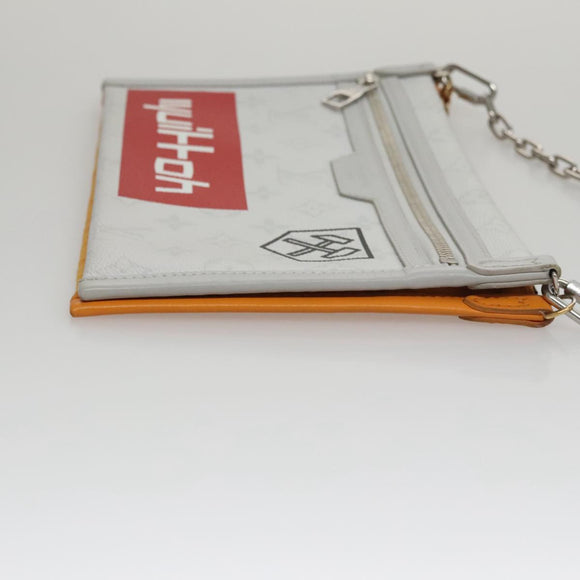 LOUIS VUITTON Monogram White Flat Mensenger Shoulder Bag Bron M44640 Auth 111516