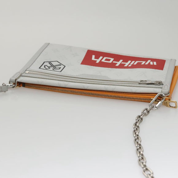 LOUIS VUITTON Monogram White Flat Mensenger Shoulder Bag Bron M44640 Auth 111516