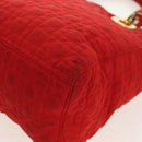 Christian Dior Canage Hand Bag Nylon Red Gold Auth 111525-12