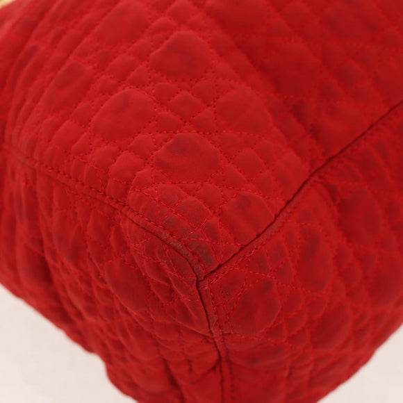 Christian Dior Canage Hand Bag Nylon Red Gold Auth 111525