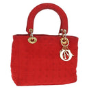 Christian Dior Canage Hand Bag Nylon Red Gold Auth 111525-1