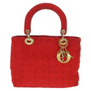 Christian Dior Canage Hand Bag Red Gold Auth 111525-2