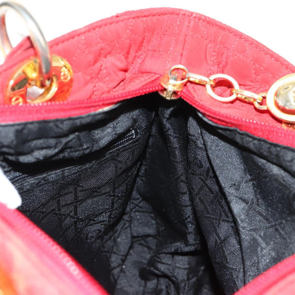 Christian Dior Canage Hand Bag Red Gold Auth 111525