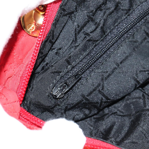 Christian Dior Canage Hand Bag Red Gold Auth 111525