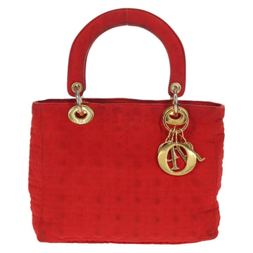 Christian Dior Canage Hand Bag Nylon Red Gold Auth 111525 - 0