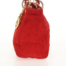 Christian Dior Canage Hand Bag Red Gold Auth 111525-5