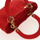 Christian Dior Canage Hand Bag Red Gold Auth 111525-7